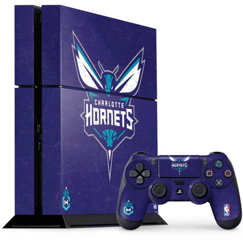 NBA Charlotte Hornets Distressed-Purple PS4 Console and Controller Bundle Skin