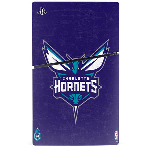 NBA Charlotte Hornets Distressed-Purple PS5 Slim Disk Console Skin