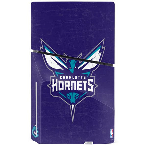 NBA Charlotte Hornets Distressed-Purple PS5 Slim Disk Console Skin