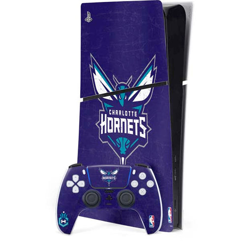 NBA Charlotte Hornets Distressed-Purple PS5 Slim Digital Edition Bundle Skin