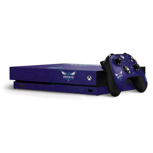 NBA Charlotte Hornets Distressed-Purple Xbox One X Bundle Skin