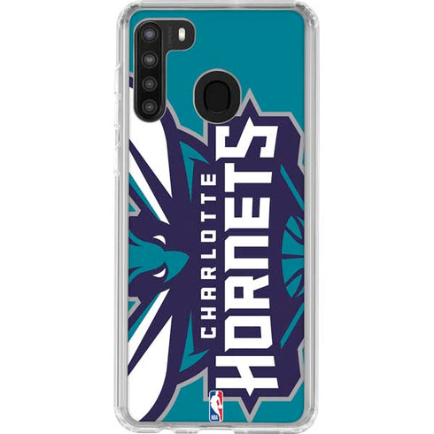 NBA Charlotte Hornets Large Logo Galaxy A21 Clear Case