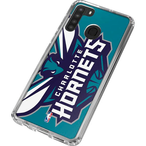 NBA Charlotte Hornets Large Logo Galaxy A21 Clear Case