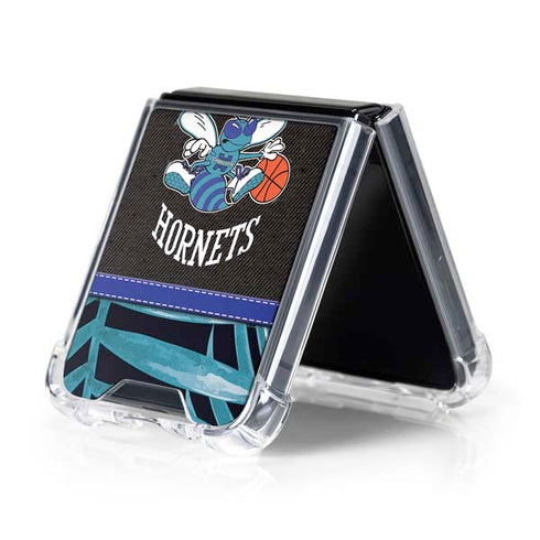 NBA Charlotte Hornets Retro Palms Galaxy Z Flip5 5G Clear Case