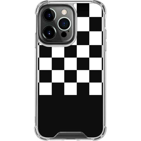 Checkerboard Split iPhone 14 Pro Clear Case