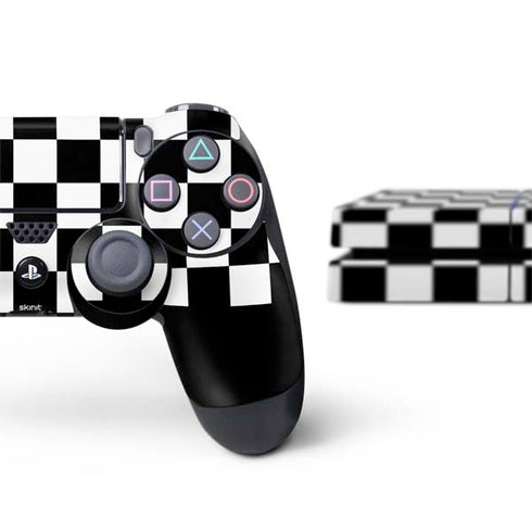 Checkerboard Split PS4 Console and Controller Bundle Skin