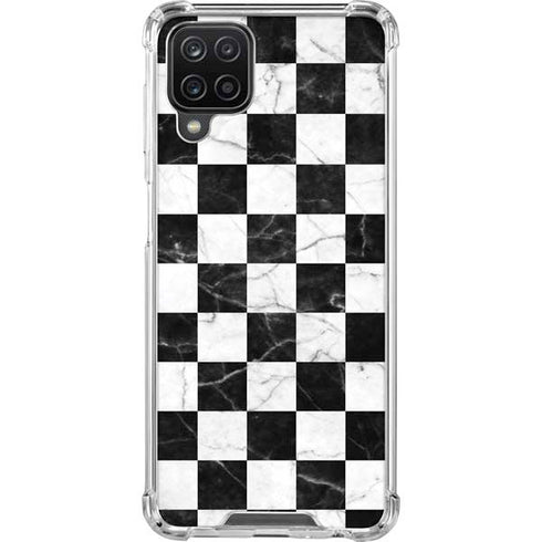 Checkered Marble Galaxy A12 Clear Case