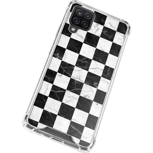 Checkered Marble Galaxy A12 Clear Case