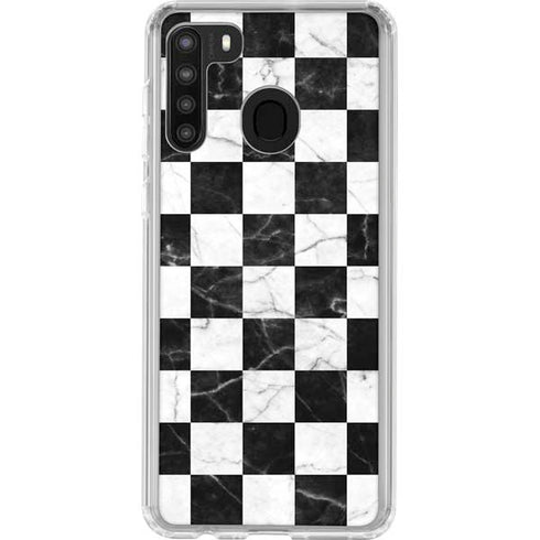 Checkered Marble Galaxy A21 Clear Case
