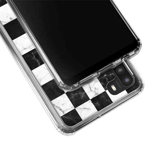 Checkered Marble Galaxy A21 Clear Case