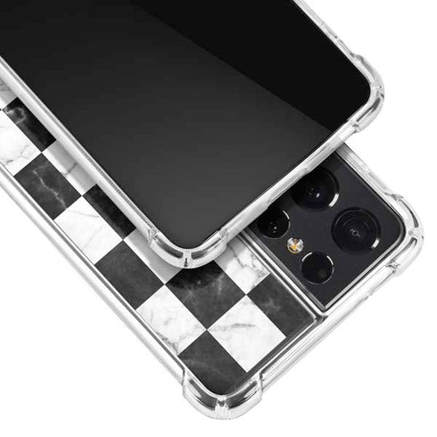 Checkered Marble Galaxy S21 Ultra 5G Clear Case
