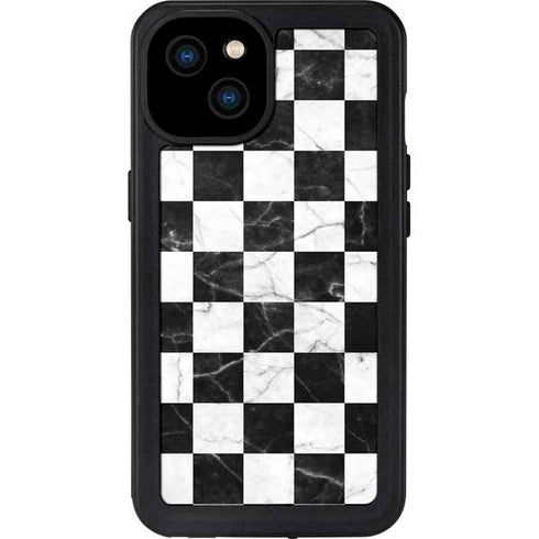 Checkered Marble iPhone 15 Plus Waterproof Case