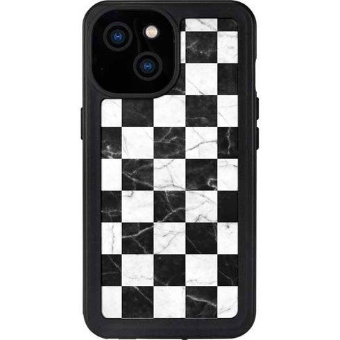 Checkered Marble iPhone 15 Waterproof Case