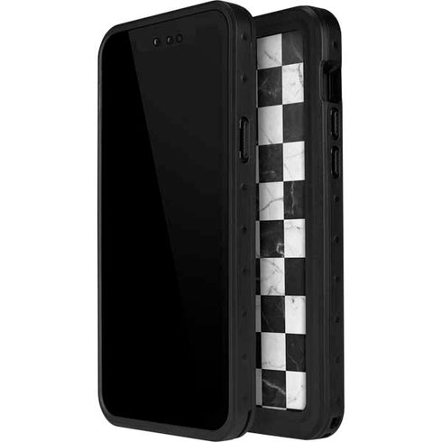 Checkered Marble iPhone 15 Waterproof Case