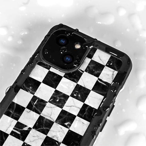 Checkered Marble iPhone 15 Waterproof Case