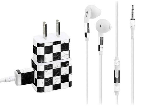Checkered Marble Phone Charger Skin