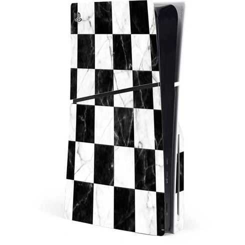 Checkered Marble PS5 Slim Disk Console Skin