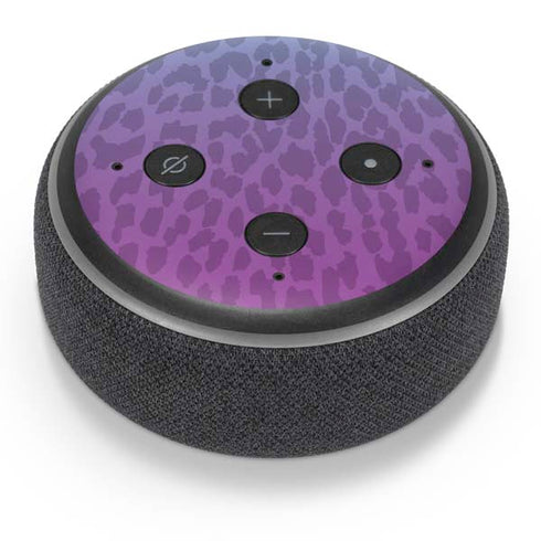 Cheetah Print Purple and Blue Amazon Echo Dot Skin