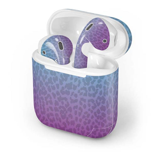 Cheetah Print Purple and Blue Apple AirPods Skin