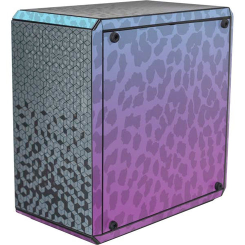 Cheetah Print Purple and Blue Cooler Master MasterBox Q300L Mini Tower Skin