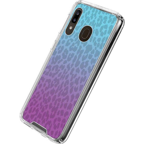 Cheetah Print Purple and Blue Galaxy A30 Clear Case