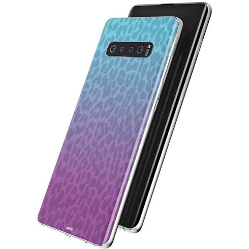 Cheetah Print Purple and Blue Galaxy S10 Plus Skin