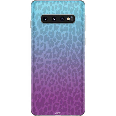 Cheetah Print Purple and Blue Galaxy S10 Skin