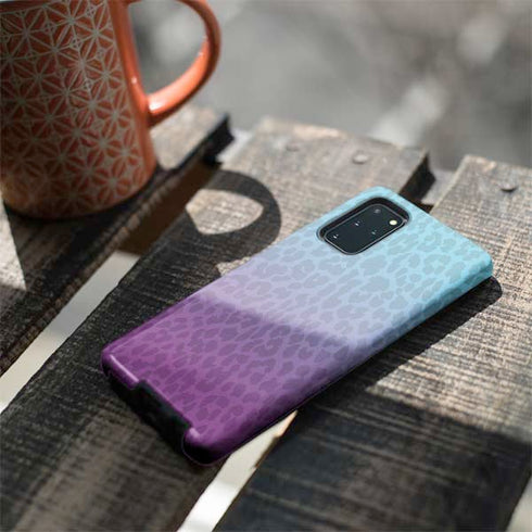 Cheetah Print Purple and Blue Galaxy S20 Plus Pro Case