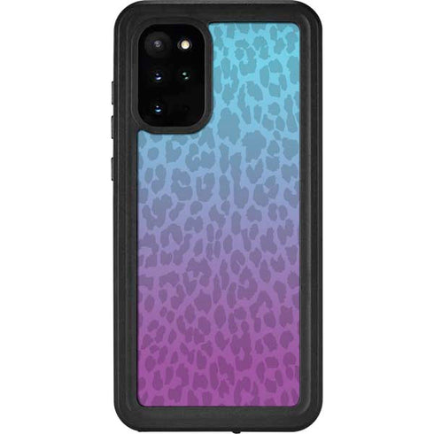 Cheetah Print Purple and Blue Galaxy S20 Plus Waterproof Case