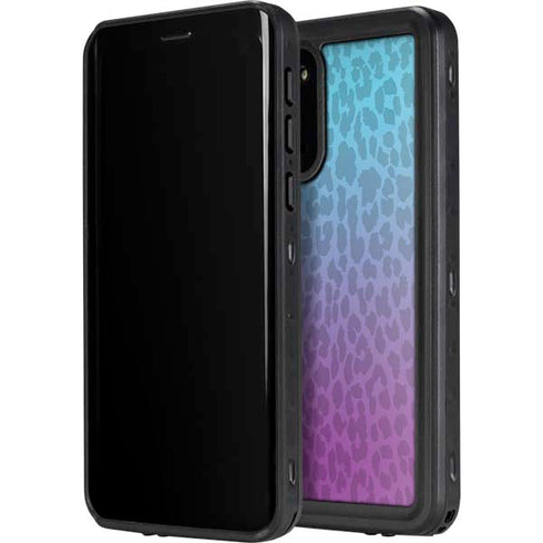 Cheetah Print Purple and Blue Galaxy S20 Waterproof Case