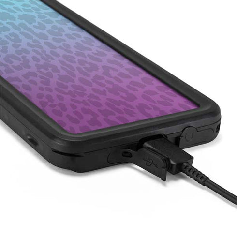 Cheetah Print Purple and Blue Galaxy S20 Waterproof Case