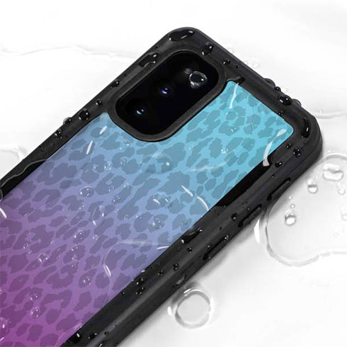 Cheetah Print Purple and Blue Galaxy S20 Waterproof Case