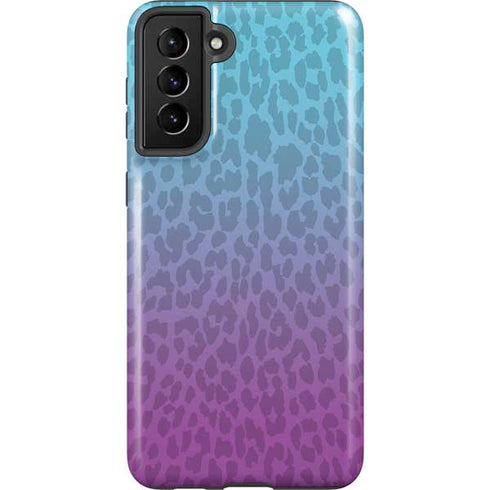 Cheetah Print Purple and Blue Galaxy S21 FE Pro Case