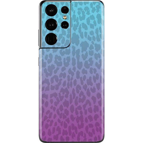 Cheetah Print Purple and Blue Galaxy S21 Ultra 5G Skin