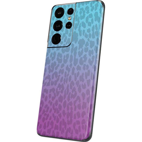 Cheetah Print Purple and Blue Galaxy S21 Ultra 5G Skin