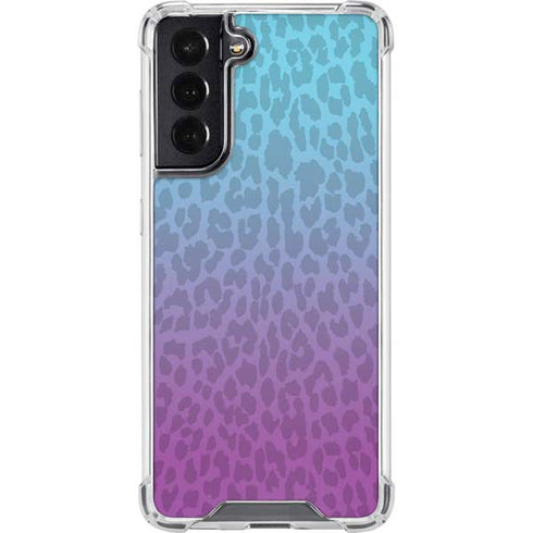 Cheetah Print Purple and Blue Galaxy S22 Clear Case
