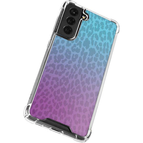 Cheetah Print Purple and Blue Galaxy S22 Clear Case