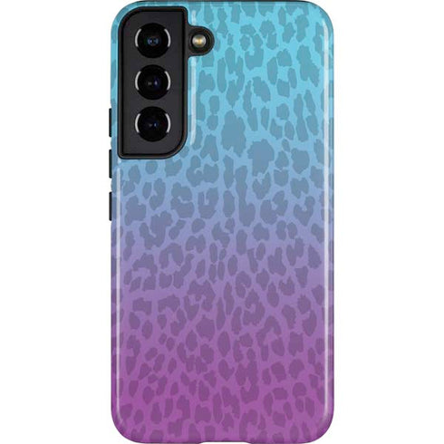 Cheetah Print Purple and Blue Galaxy S22 Pro Case