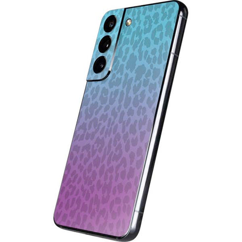 Cheetah Print Purple and Blue Galaxy S22 Skin
