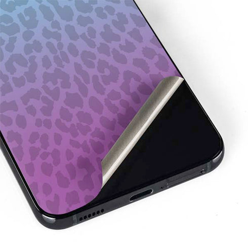 Cheetah Print Purple and Blue Galaxy S22 Skin