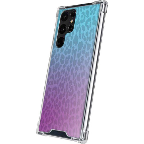 Cheetah Print Purple and Blue Galaxy S22 Ultra Clear Case