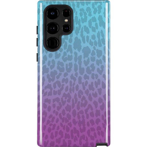 Cheetah Print Purple and Blue Galaxy S22 Ultra Pro Case