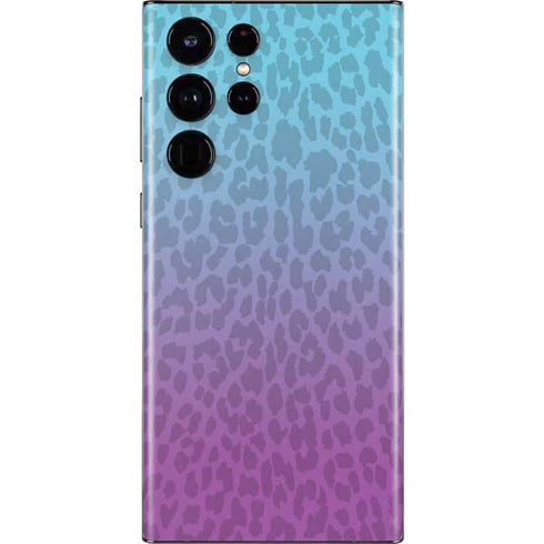 Cheetah Print Purple and Blue Galaxy S22 Ultra Skin