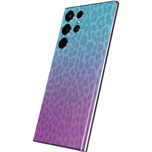 Cheetah Print Purple and Blue Galaxy S22 Ultra Skin