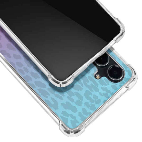 Cheetah Print Purple and Blue Galaxy S23 FE Clear Case