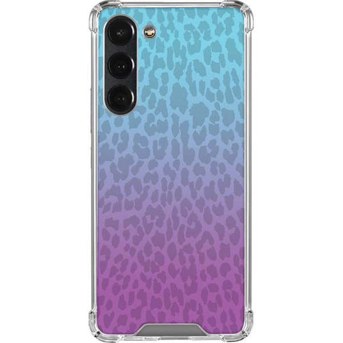 Cheetah Print Purple and Blue Galaxy S23 Plus Clear Case
