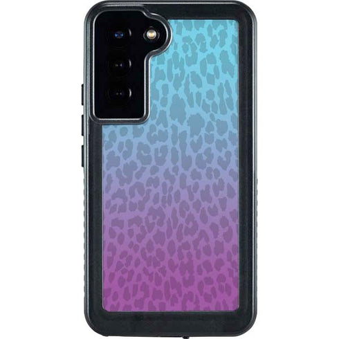 Cheetah Print Purple and Blue Galaxy S23 Plus Waterproof Case