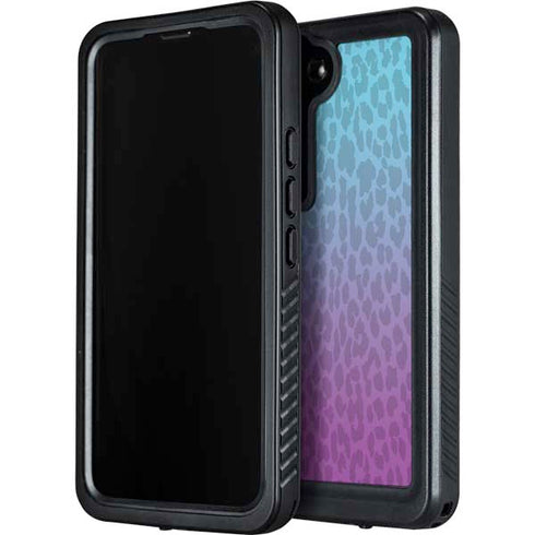 Cheetah Print Purple and Blue Galaxy S23 Plus Waterproof Case