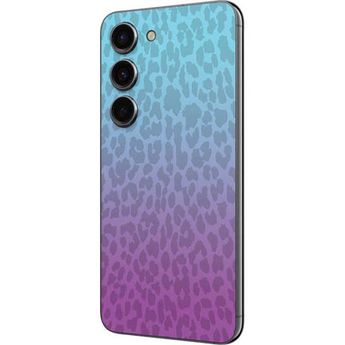 Cheetah Print Purple and Blue Galaxy S23 Skin