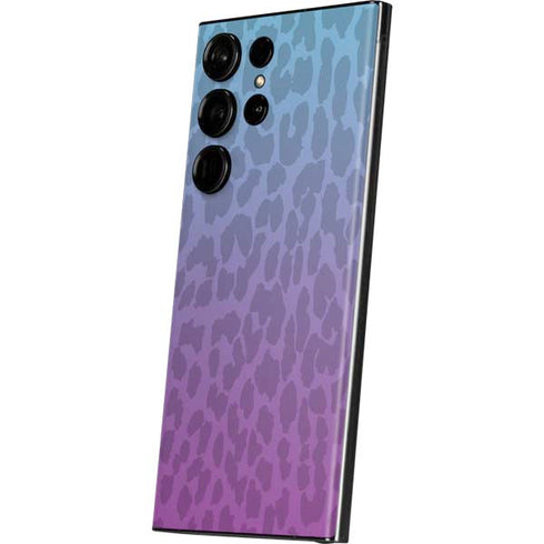 Cheetah Print Purple and Blue Galaxy S23 Ultra Skin